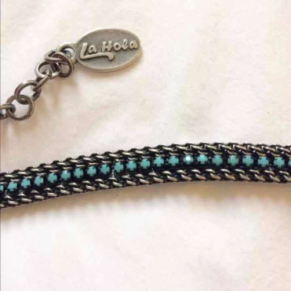 Semicircle turquoise silver/steel bracelet